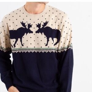Vintage Moose Knit‎ Sweater cotton Large weatherproof